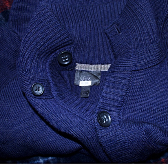 ROCK & REPUBLIC NAVY BLUE  MERINO WOOL SWEATER - Picture 4 of 5